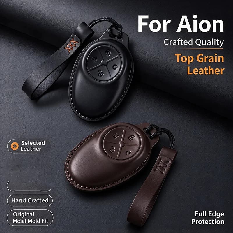 Car Key Case Cover Top Layer Cowhide For GAC Aion N60 RT Y V i60 UT Key Fob Shell Buckle