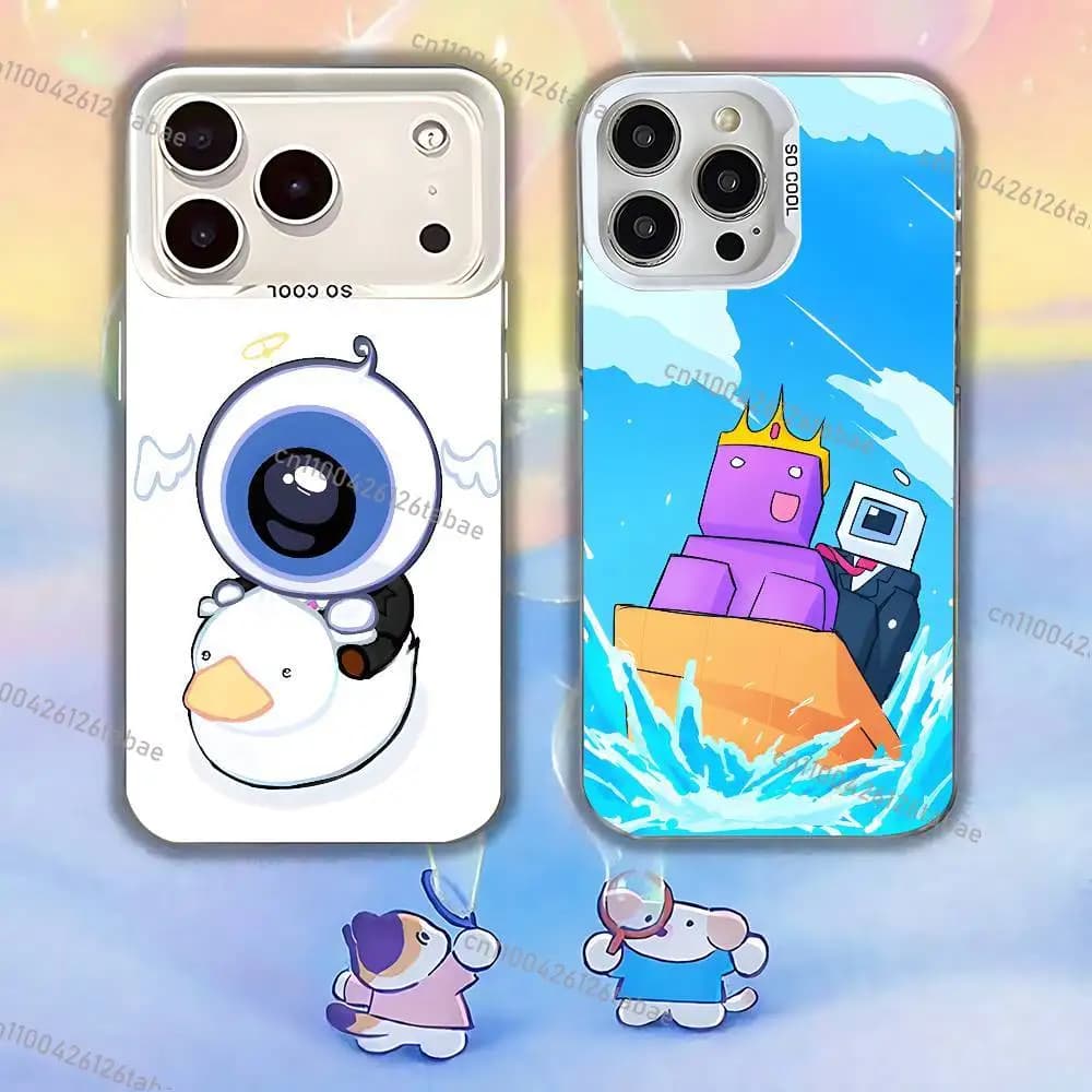 Cartoon Wemmbu Eggchan Tax Duo Phone Case For iPhone 17,16,15,14,13,12,11,Mini,Pro,E,MAX White Candy Matte Shockproof Cover