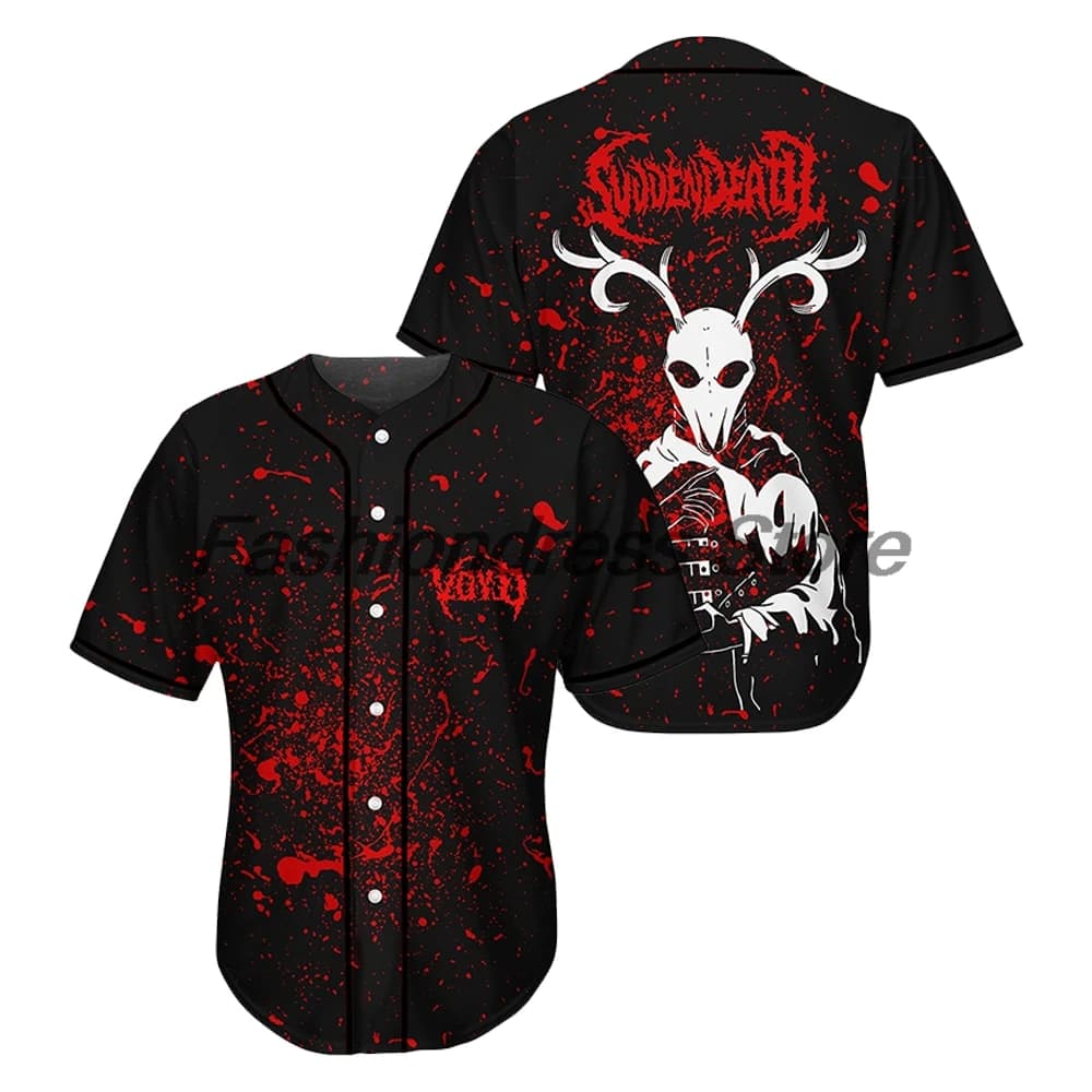 Svdden Death Rave Baseball Jersey EDM Festivals Merch V-Neck Short Sleeve Button-Down Shirts Women Men Streetwear Tops