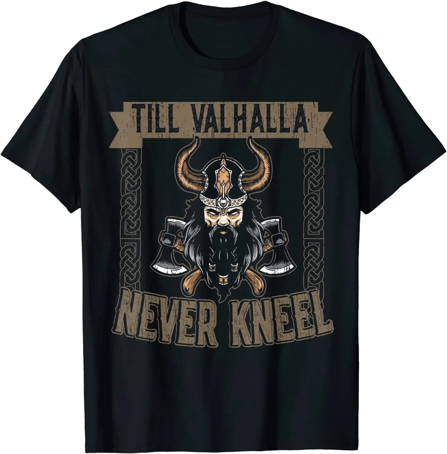 Till Valhalla Never Kneel Raabe Men T-Shirt Short Sleeve Casual 100% Cotton O-Neck Summer Tees