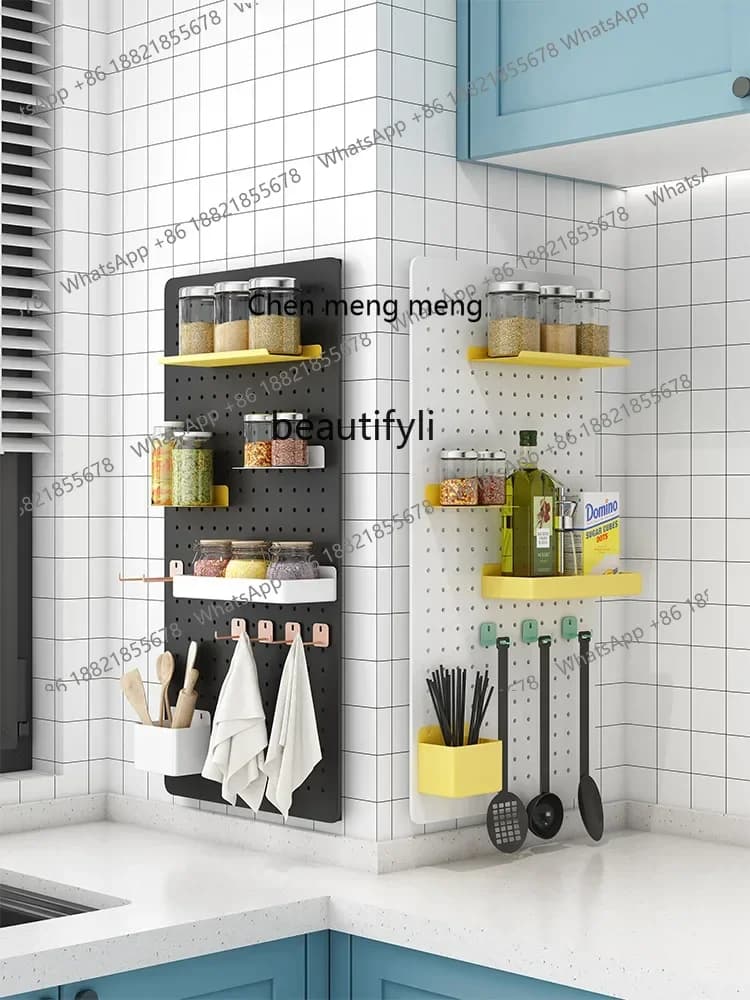cn8350 LHY zqKitchen Wire-Wrap Board Storage Rack Wall-Mounted Seasoning Kitchenware Supplies Rack Multi-Functional Countertop S