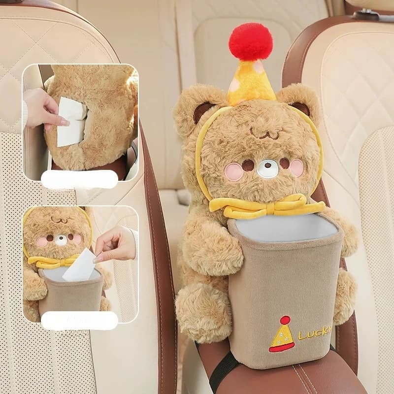 Car Trash Can Tissue Box 2 in 1 Creative Garbage Bin Multifunctional Umbrella Holder for Auto Interior
