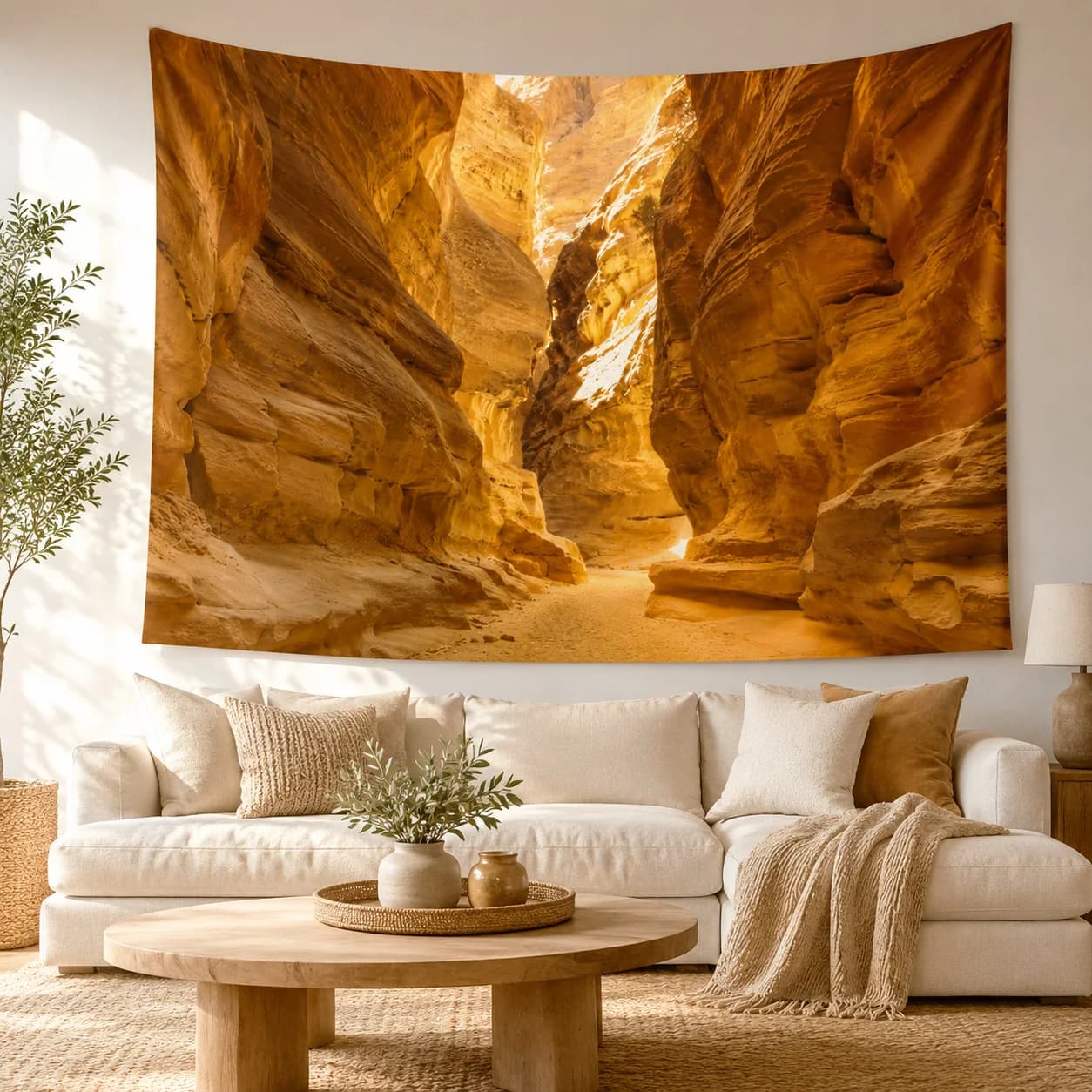 Golden Canyon Landscape Tapestry Wall Hanging Large Nature Rock Tapestries Aesthetic Room Decor for Bedroom Living Room