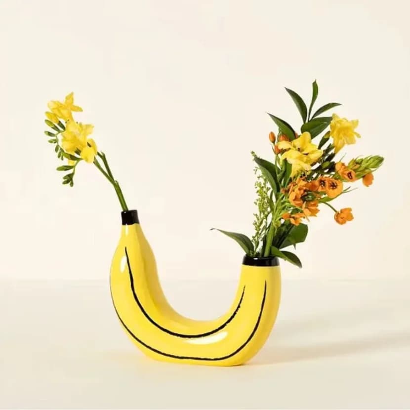 Creative Resin Banana Vase Flower Arrangement Decoration Simulated Fruit Banana Artifact Funny Vases Pots  Home Decoration