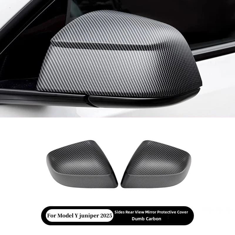 ABS Carbon Fiber Look Rear View Mirror Protective Cover For Tesla Model Y Juniper 2025 Side Mirror Exterior Car Accessories