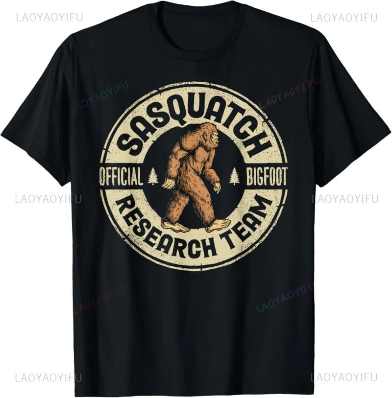 Man Clothing Bigfoot Research Team Retro Vintage Sasquatch Men Christmas Shirt Graphic T Shirts Outdoor Clothing Funny Tees