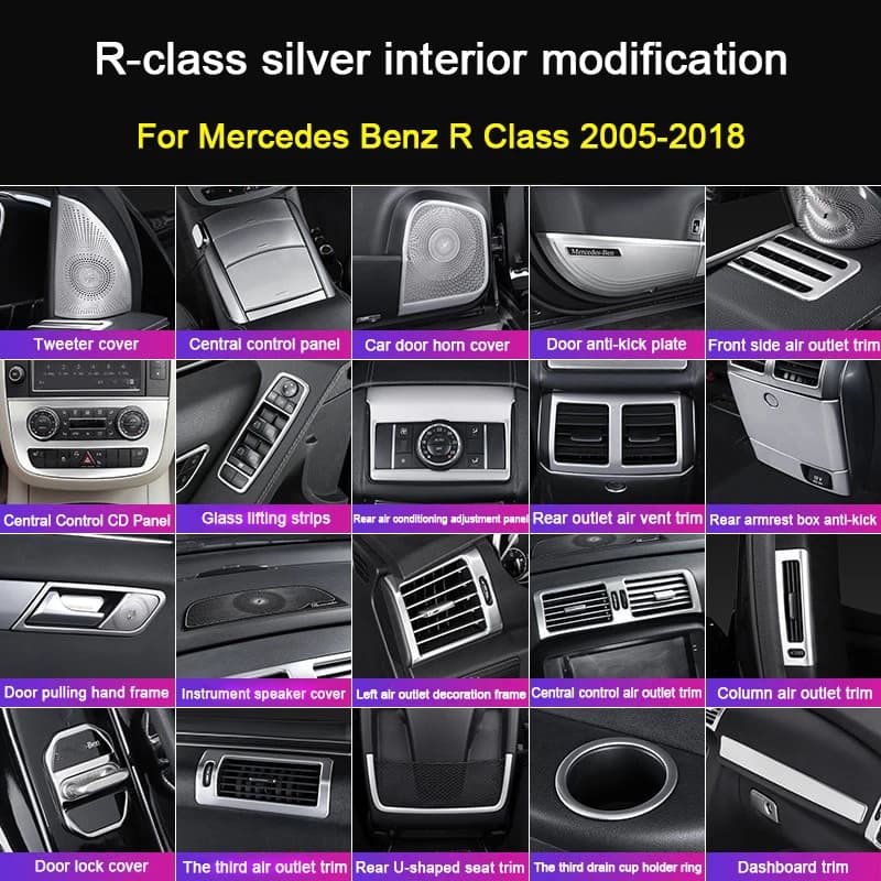 For Mercedes Benz R Class MPV W251 2007-2018 Accessory Car Center Console CD Panel Air Conditioner Vent Frame Speaker Horn Cover