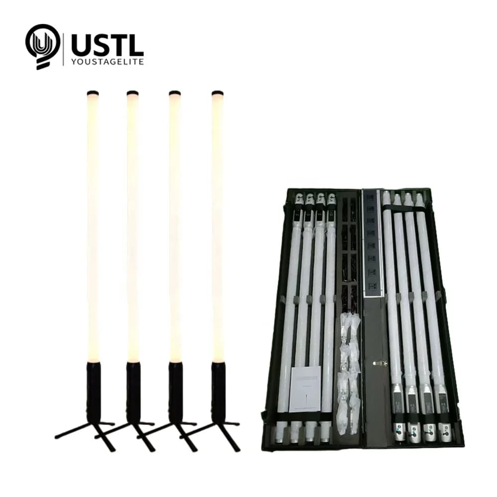Wireless Battery 360 Pixel Tube With Flight Case IP65 Waterproof RGBWA Rechargeable LED Tube Light Bar