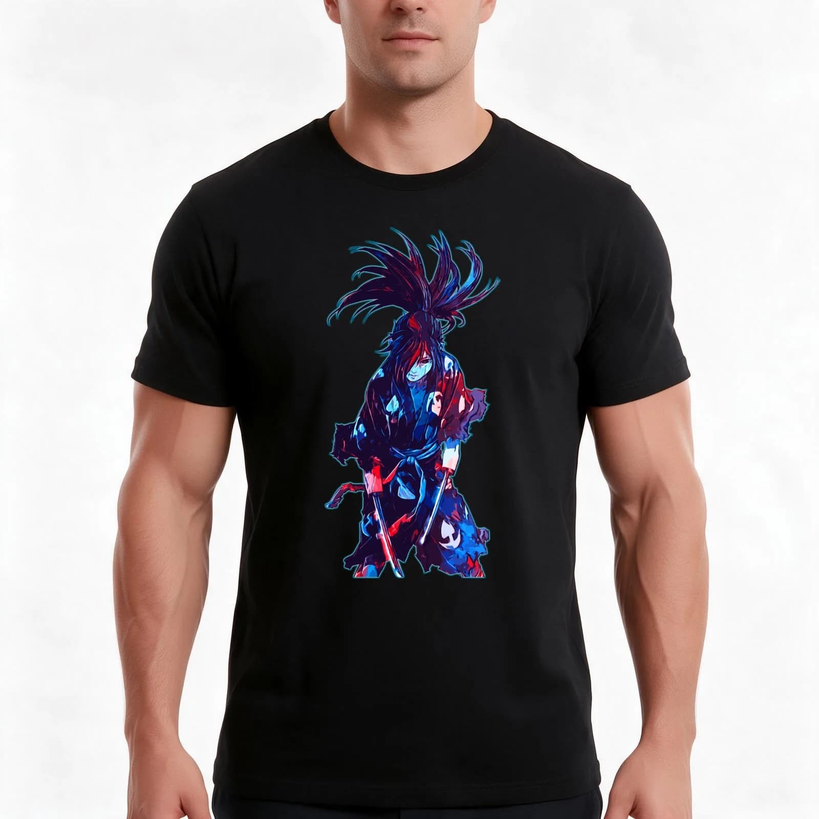 Hyakkimaru T-Shirt, Summer Casual Cotton Tee, Oversized Streetwear Tops, Vintage Graphic Print, Loose Fit Short Sleeve