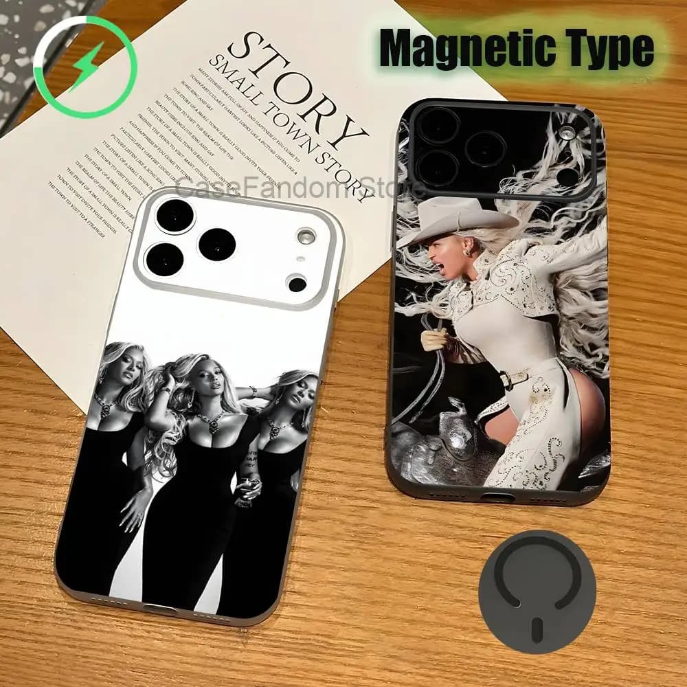 Singer B-Beyonce-S Shockproof Transparent gray Phone Case For iPhone 17,16,15,14,13,12,11,Pro,Max,Plus,Magnetic Charging