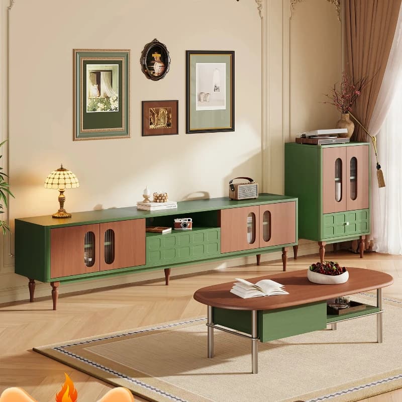 Narrow European Living Room Tv Cabinet Green Long Wooden Living Room Tv Stands Nordic Designer Mueble Televisor Furniture Home