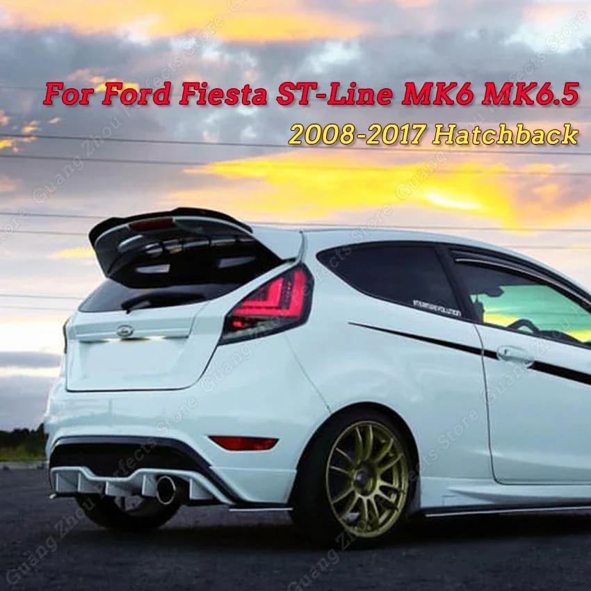 Rear Roof Lip Spoiler Cap For Ford Fiesta ST-Line MK6 MK6.5 2008-2017 Hatchback ABS Carbon Look Cover Wings Body Kits Tuning