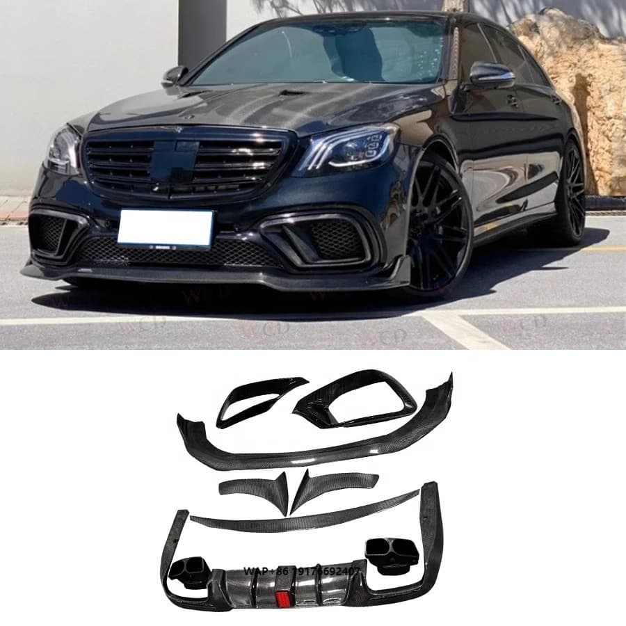 W222 Bodykit for MercedesBenz W222 S63 S65 forAMG B Style Carbon Fiber Front Lip Rear Diffuser Rear Spoiler Fenders Vent
