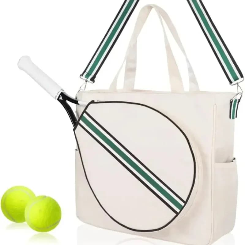 Unisex Striped Tennis Sports Bag with Shoulder Strap Racket Handbag Portable Polyester Badminton Squash Storage Box Kimchi
