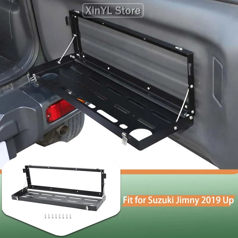 Car Aluminum Alloy Tailgate Table Storage Rack Foldable Table Suitable for Suzuki Jimny 2010 Up Car Storage Rack Accessories