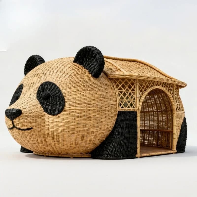 Panda shape rattan pavilion Internet celebrity clock in bed and breakfast resort ornament outdoor leisure creative pavilion