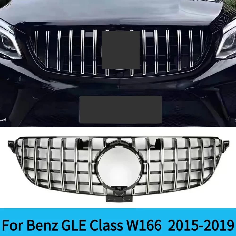 For Mercedes Benz GLE Class W166 2015-2019, Bumper Grille, Radiator G Silver, Black GLE 350 500 320 400 300 GT AftermFront Inlet