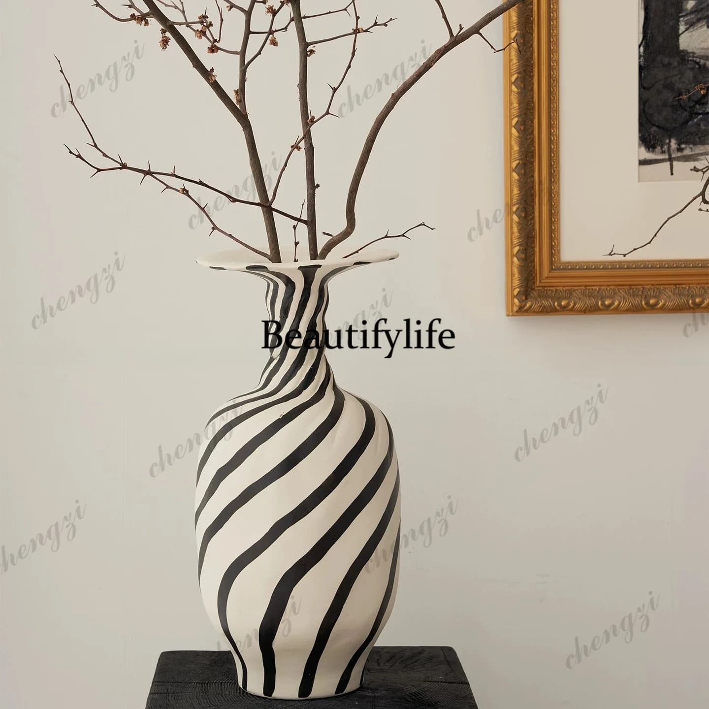 Nordic modern minimalist style living room TV, wine cabinet decoration, creative ornament, ceramic vase