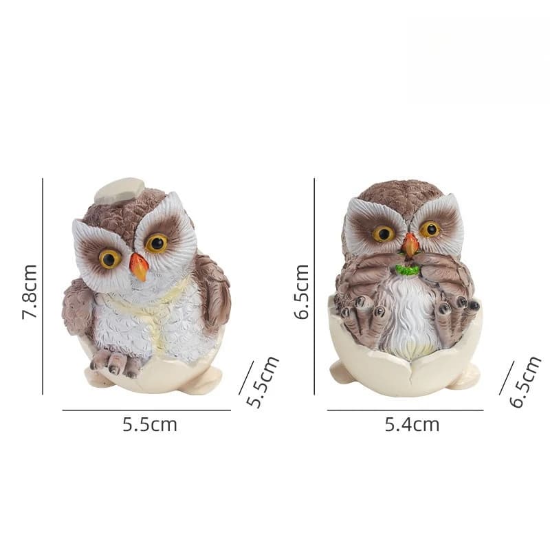 Set of 2 Realistic Resin Owl Figurines Home Decor Cartoon Owl Sculptures Exquisite Craft Ornaments for Living Room Decoration