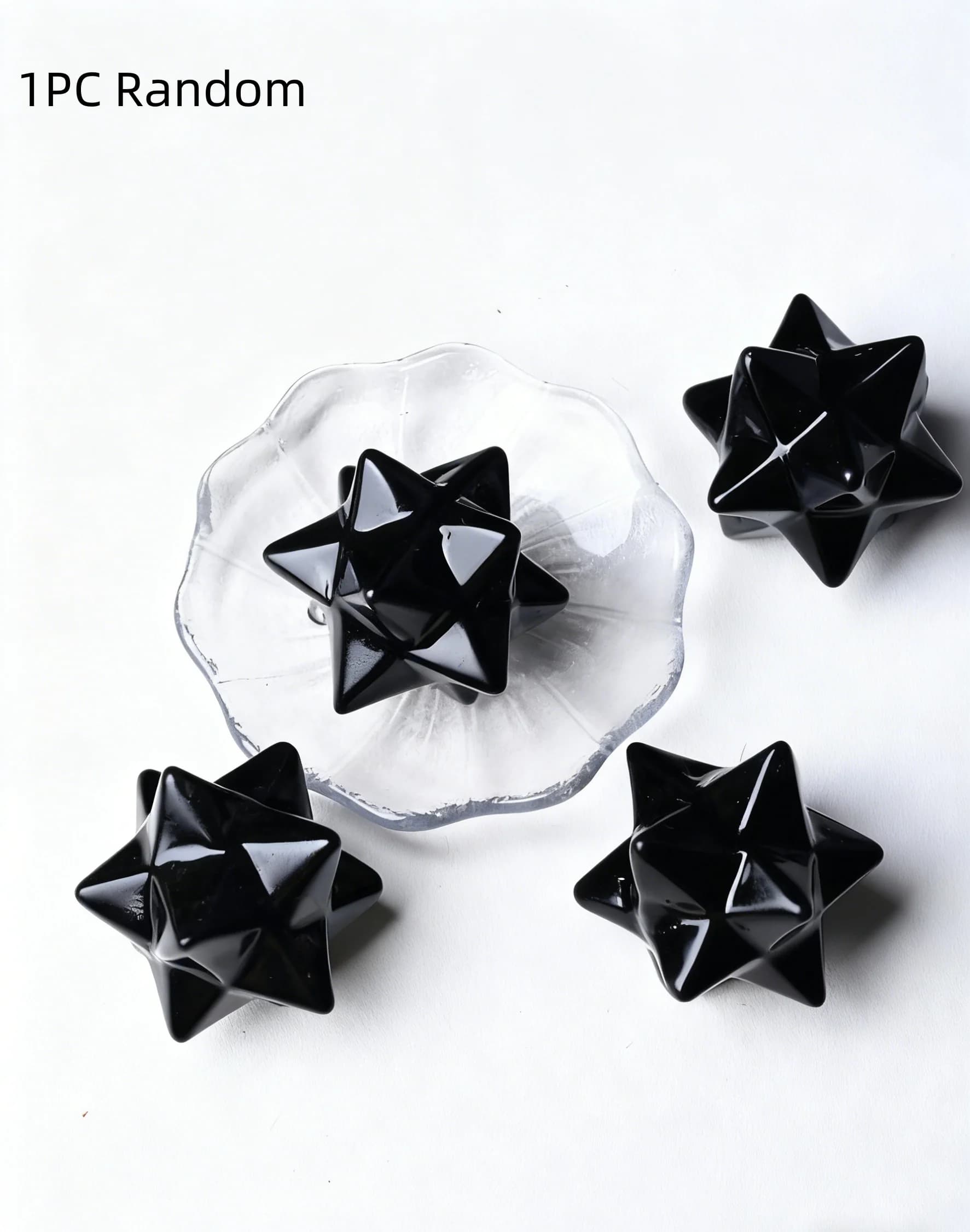 1pc Obsidian Merkaba Mineral - Bohemian Hand Carved Geometric Home Decor with Shungite Stone Design -  holiday gift