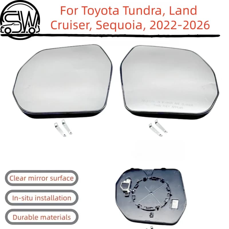 For Toyota Tundra, Land Cruiser, Sequoia, 2022-2026 models - Rearview mirror lenses - Blind spot detection.