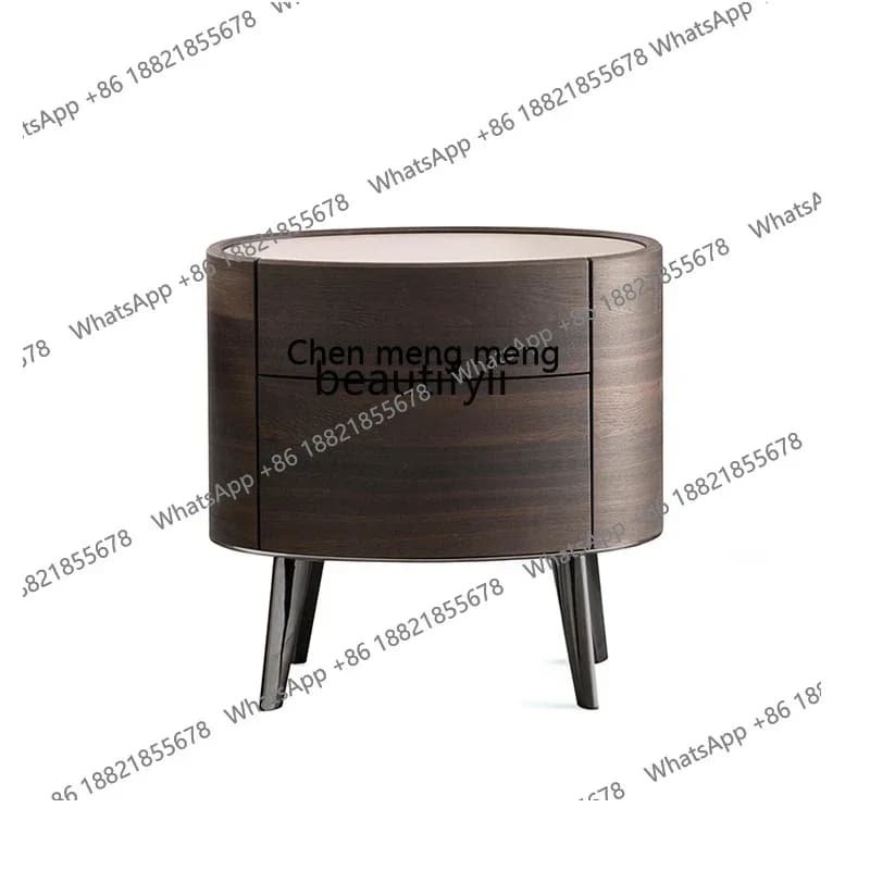 xzItalian minimalist bedside locker bedroom small apartment modern round bedside table