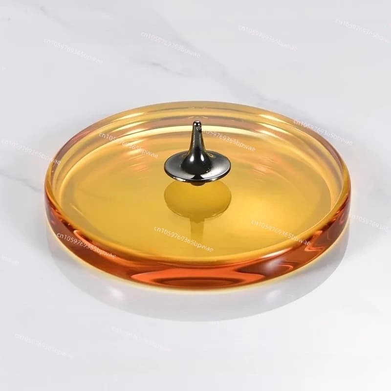 Crystal Spinning Top Tray, Glossy Smooth Tray, Double-sided Concave, Hand-twisted Spinning Top Display Stand with K9 Base