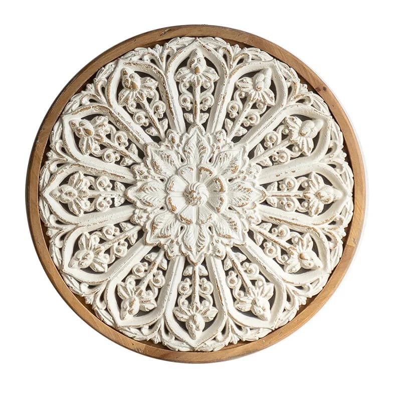 American pastoral wall round wall hanging antique carved background wall decoration living room porch hollow craft painting