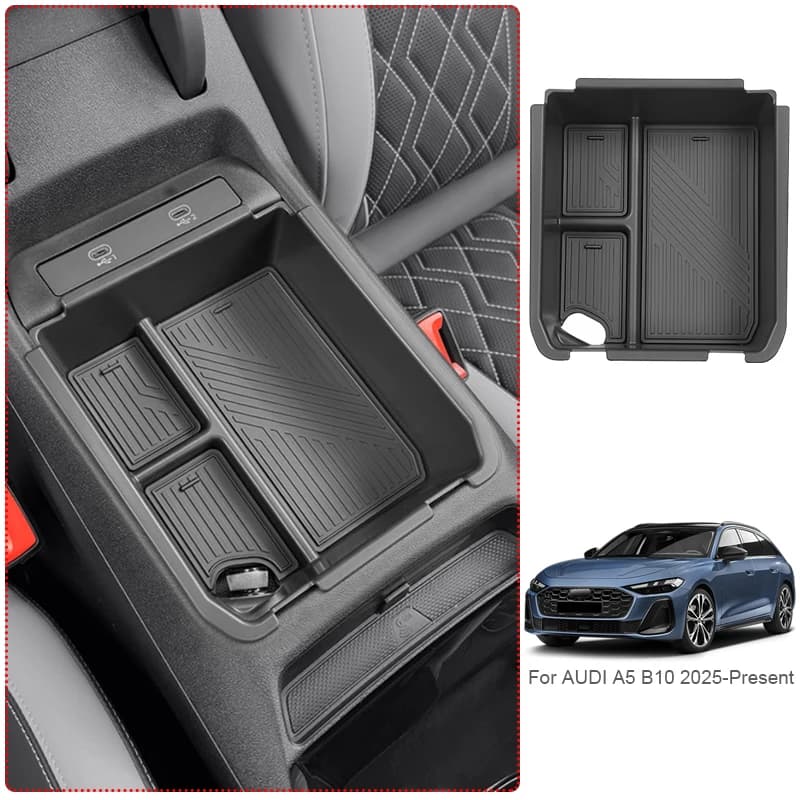 Car Armrest Box Storage For AUDI A5 B10 2025-Present ABS Center Console Organizer Tray Interior Storage Box Tidying Accessories