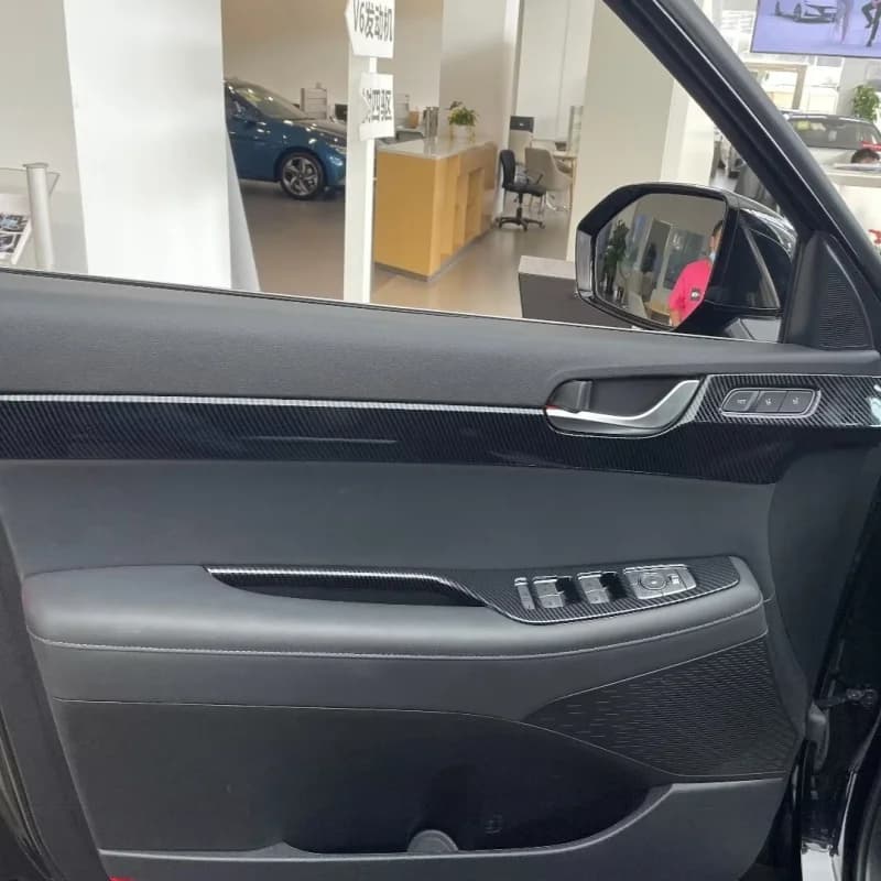 For Hyundai Palisade 2020-2023 Car Window Glass Lift Switch Button Panel Cover Trim Sticker Parts Accessories ABS Carbon Fiber