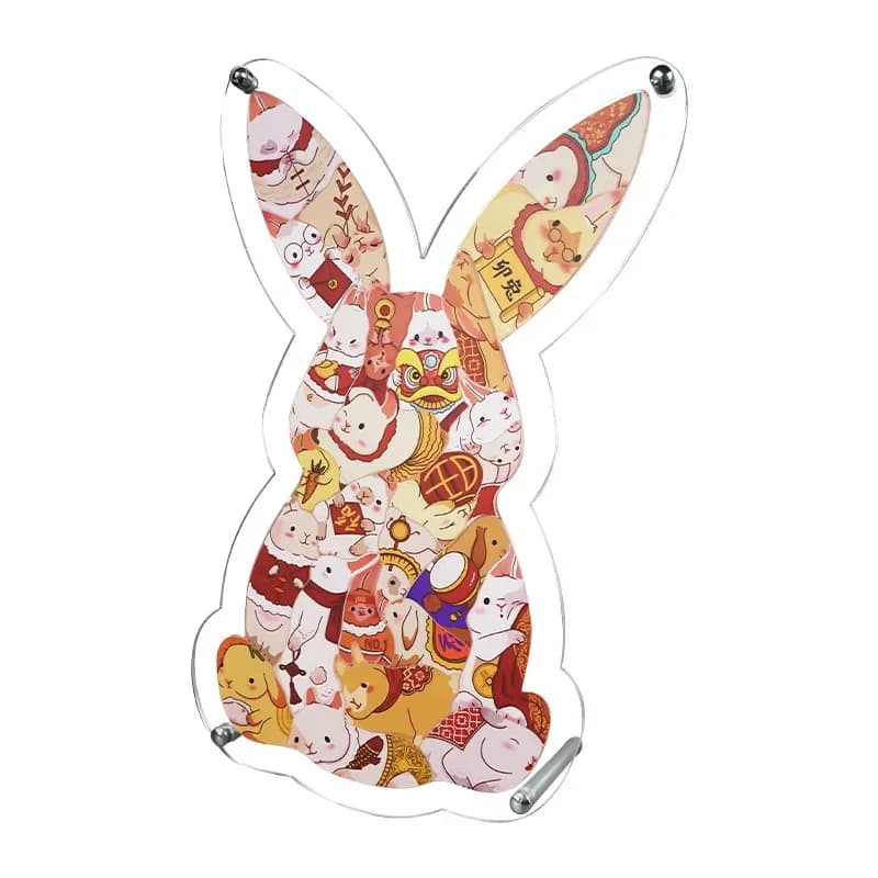 Puzzle Acrylic Rabbit Welcome Spring Cute Pet Rabbit Stereoscopic New Year Year of the Rabbit