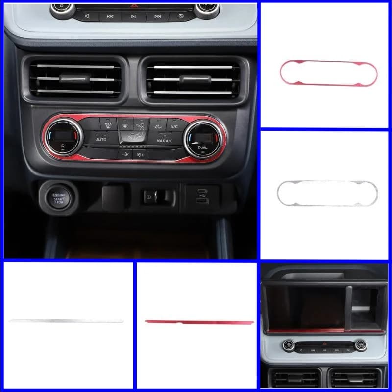 Car Accessories For Ford Maverick 2022-2023  Alloy Center Console GPS Navigation Bottom Strip Sticker,Air Condition Panel Trim