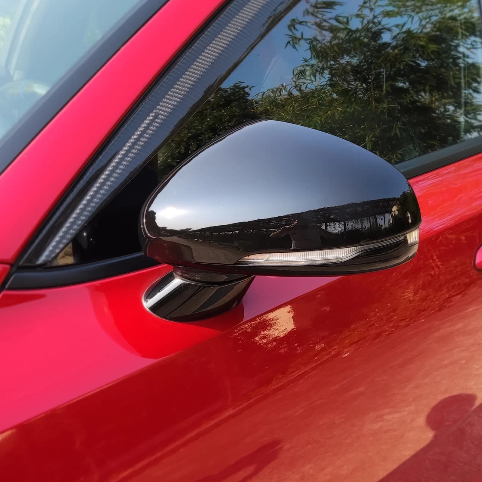 Carbon Fiber Style Bright Black Side Door Rearview Mirror Cover Trim For KIA Stinger 2018 2019 2020 2021 2022 2023