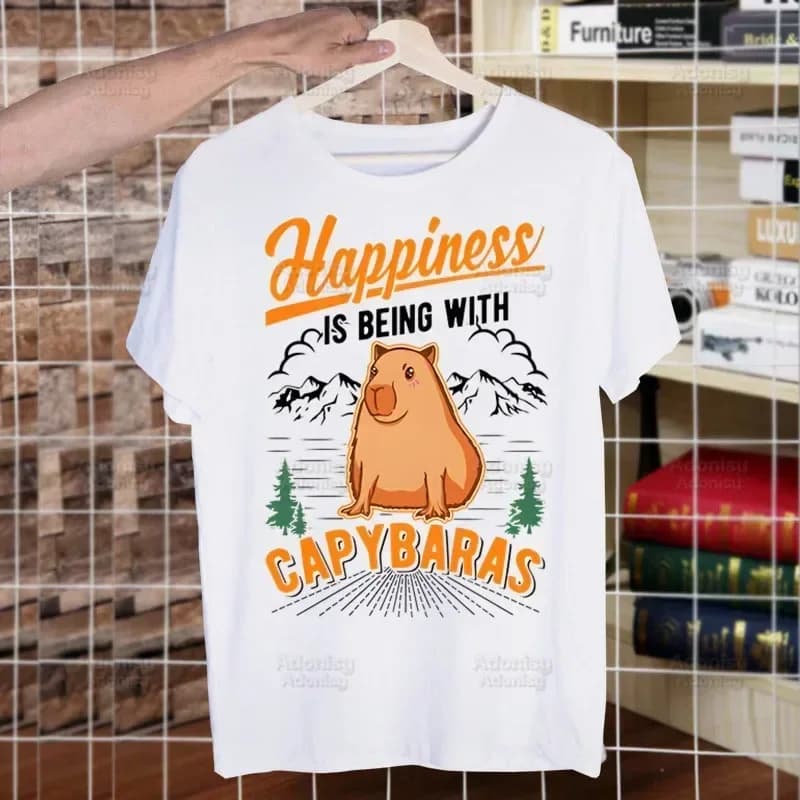 Capybaras Harajuku Man T Shirts Tees Shirt Tops Design Short-Sleeved Aesthetic  T Shirt