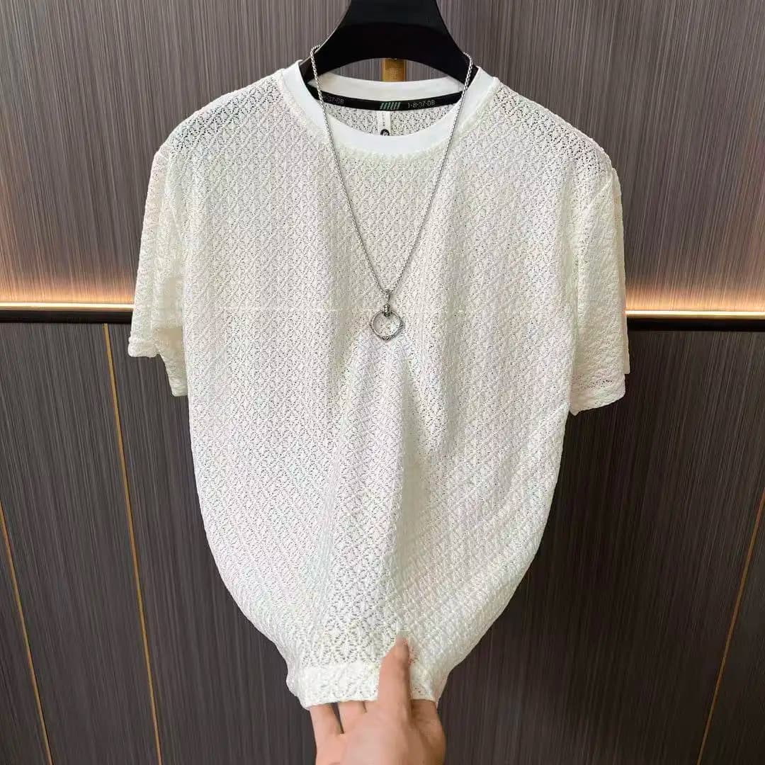 2026 Summer Men's New Style Fashion Casual Jacquard Short-Sleeved T-Shirt Polo Shirt