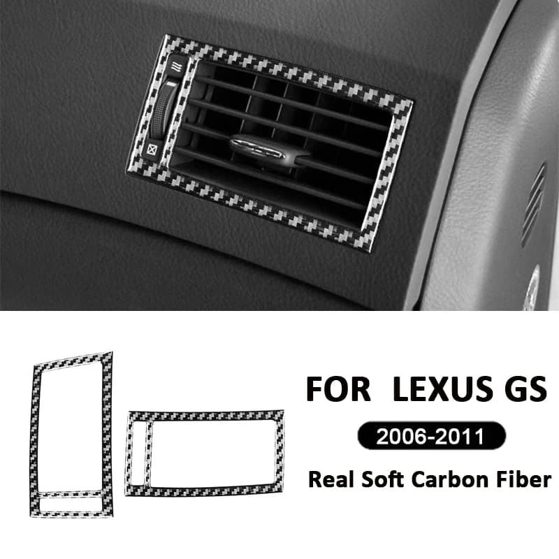 Carbon Fiber Car Center Console Left Right Outlet Vent Frame Decoration Sticker For LEXUS GS 2006-2011 Interior Accessories