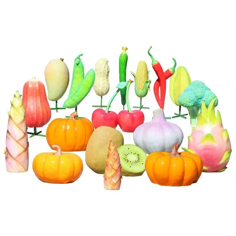 Simulated vegetable and fruit ornament FRP corn pepper broccoli sculpture outdoor ecological park forest decoration