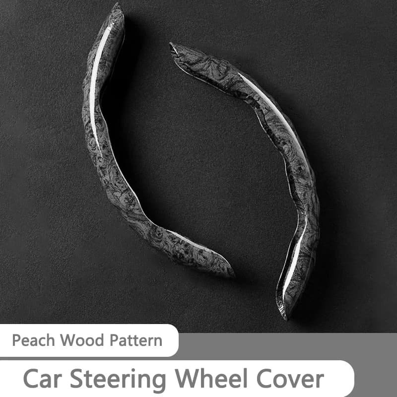 2Pcs Peach Wood Grain Car Steering Wheel Cover Non‑Slip Wear‑Resistant Steering Wheel Decor Protector Auto Interior Accessories