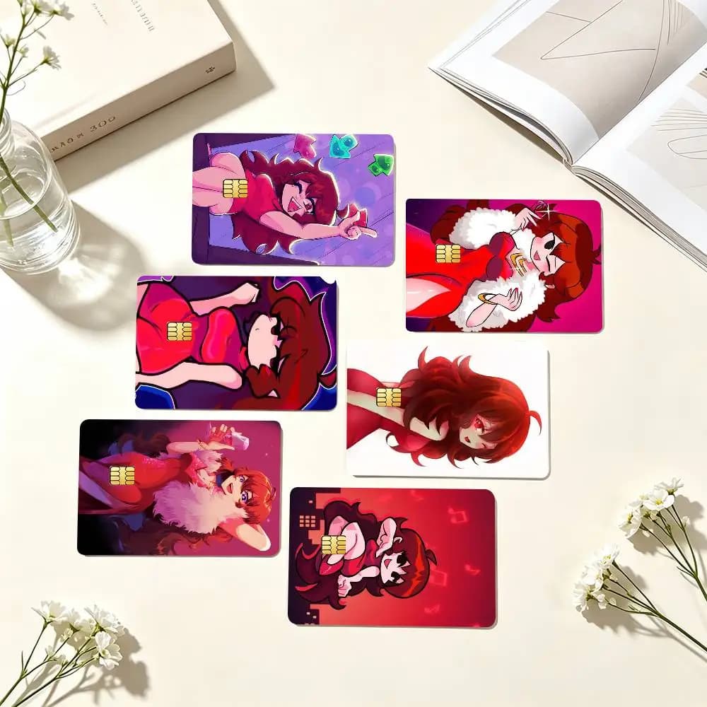 FNF Mid Fight Masses Girlfriend Credit Card HD Stickers Small Chip Waterproof Sticker Game Card Decal Gift