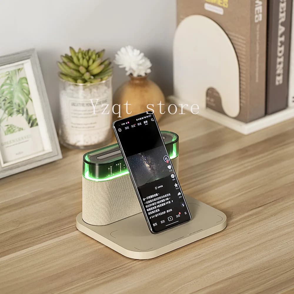 Shenzhen factory S26S five-in-one Bluetooth speaker mobile phone wireless charging with clock speaker innovative home bed