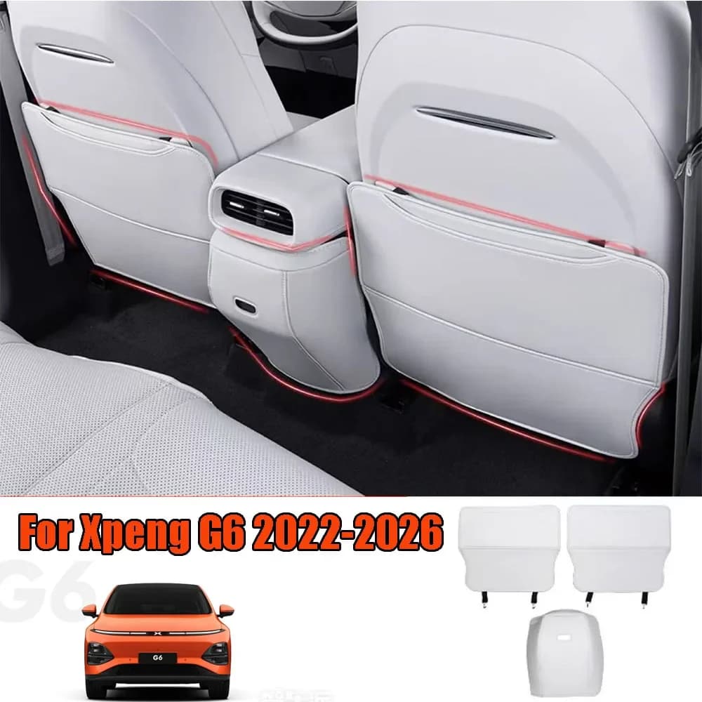 For Xpeng G6 2022-2026 Seat Back Kick Protector, Backseat Kick Mat Seat Cover Waterproof Armrest Box Anti Kick