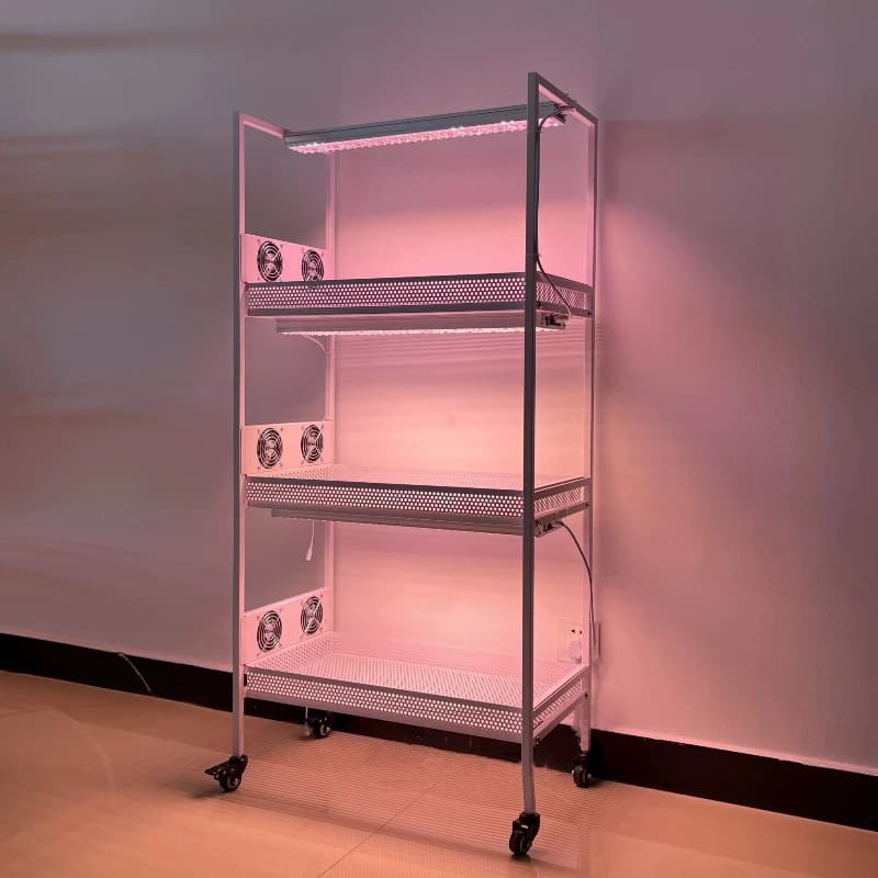 Three-layer galvanized steel trolley succulent flower stand mesh soaking basin balcony indoor fan filling light