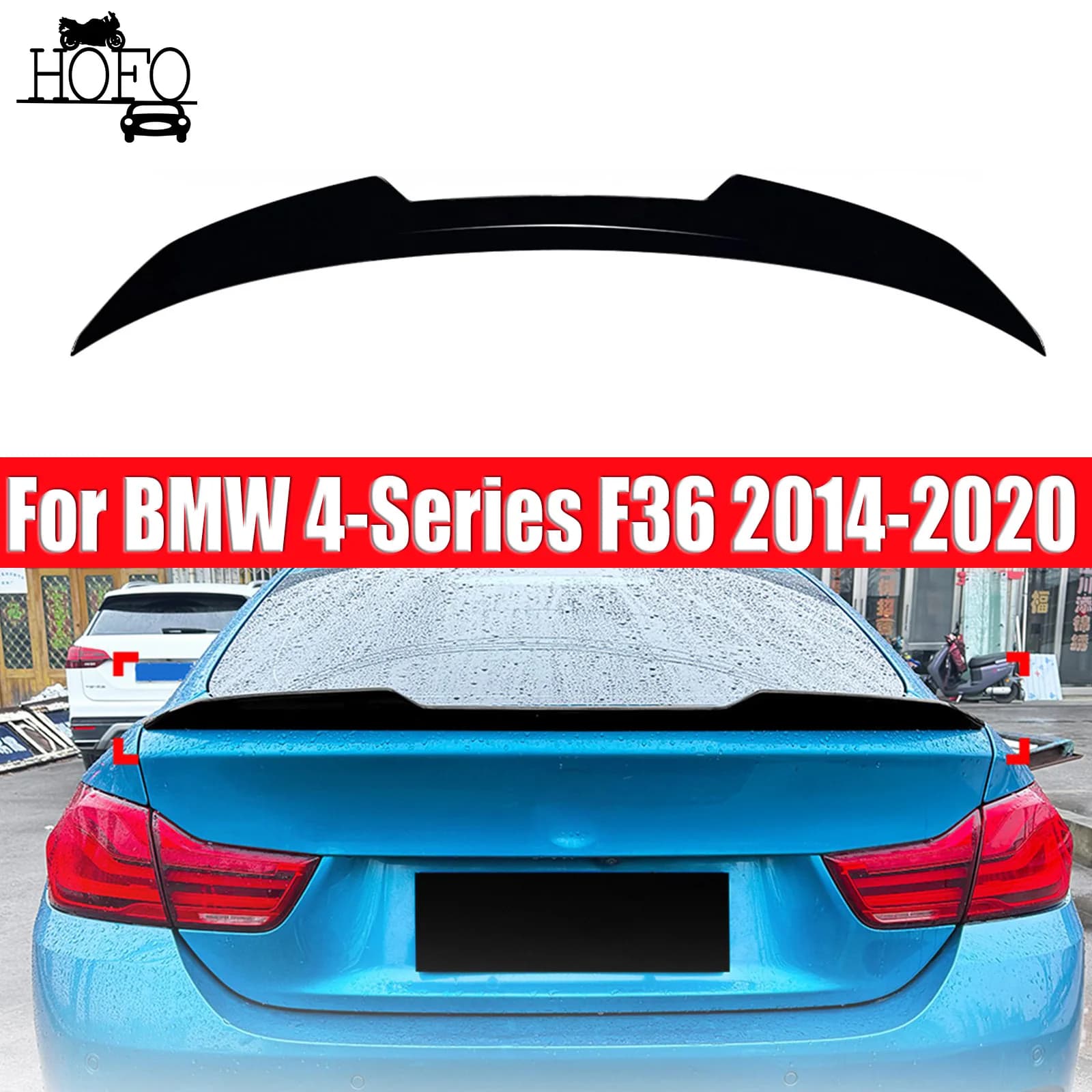 Car Rear Spoiler Wing High Quality ABS Glossy Black Carbon Fiber Look Body Kit For BMW 4-Series F36 2014-2020