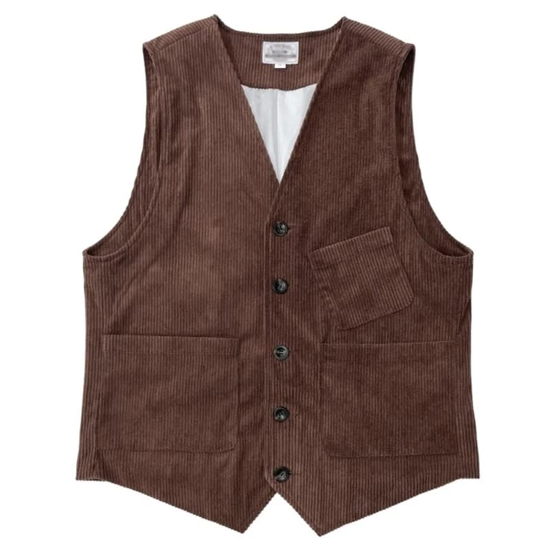 Men Corduroy Vest Coat Vintage Corduroy Vest V-neck Sleeveless Single Breasted Buttons Waistcoat Business Style Vest Jacket 80%