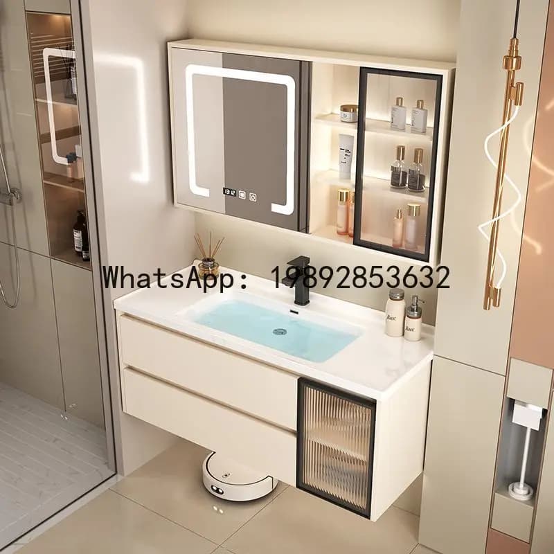 Z20- Simple Bathroom Cabinet Set Washbasin Ceramic Integrated Basin Bathroom Washstand Cabinet