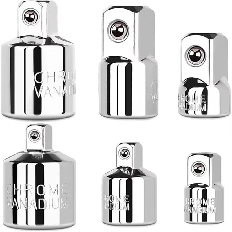 6pcs Socket Adapter & Reducer Set - 1/4" 3/8" 1/2" Chrome Vanadium Steel Ratchet/Socket Extension/Conversion Kit for Automotive