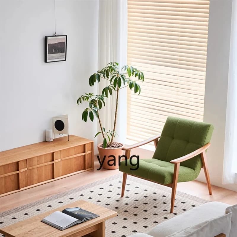 LT Retro Single Leisure Chair Living Room Balcony Fabric Armchair Lazy Sofa Chair