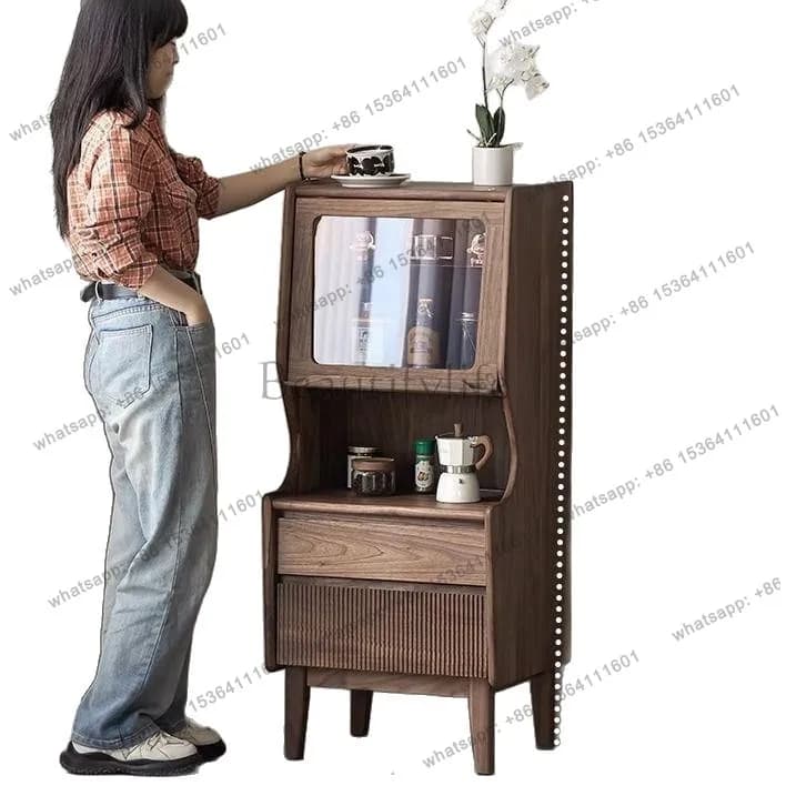 LS Nordic solid wood sofa side cabinet living room storage modern simple storage side cabinet