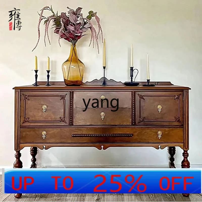LHH  medieval metal entrance cabinet entry living room partition solid wood dining side cabinet