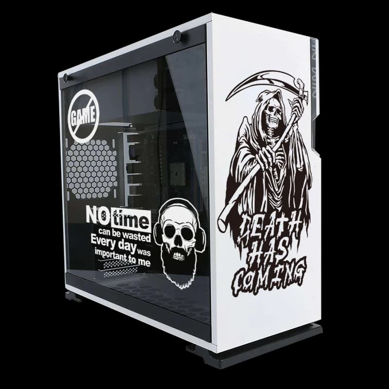 Death Coming Vinyl Stickers for PC Case,Excitation Inspirational Decor Decals for Atx Computer Chassis Skin,Waterproof